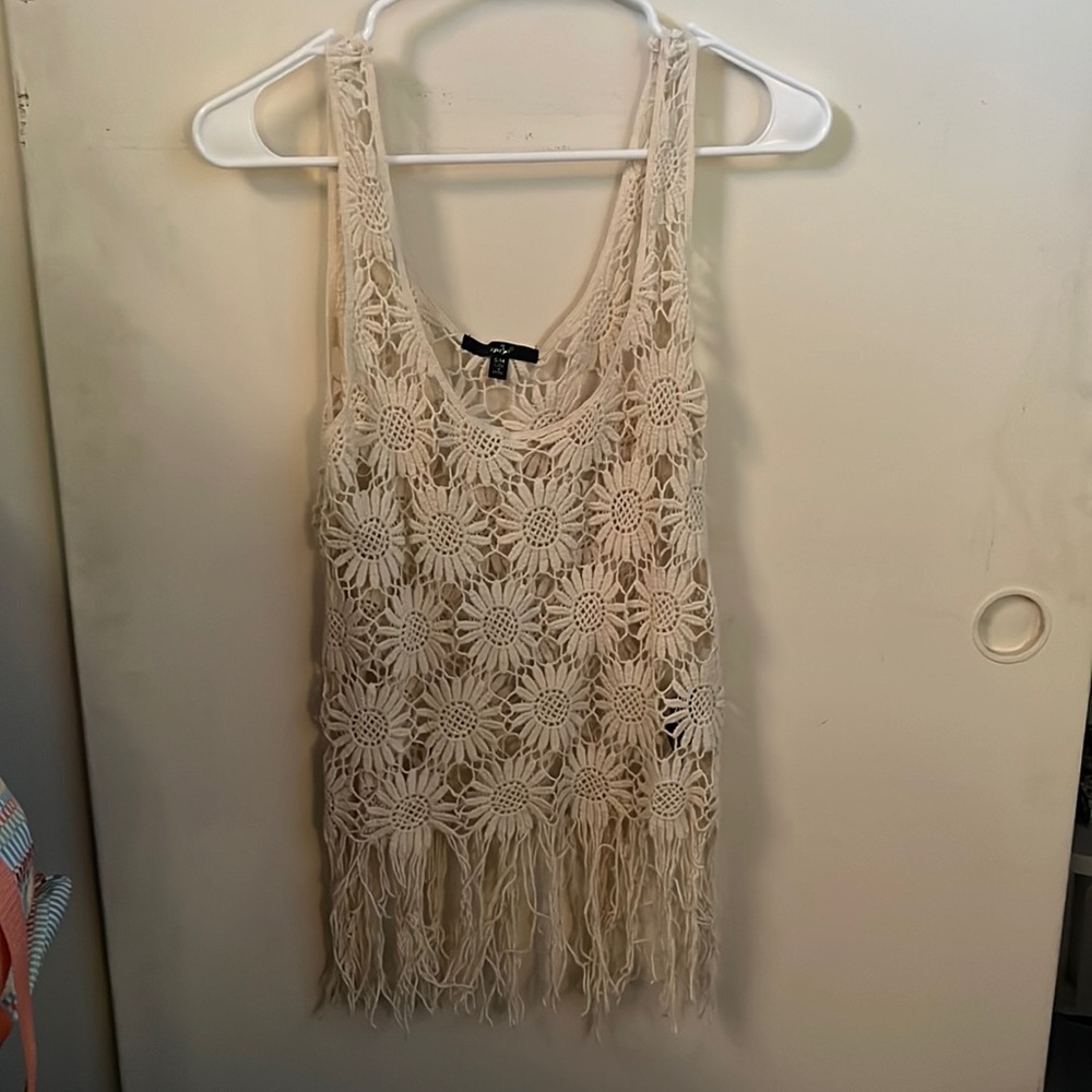 Flower see through tank top